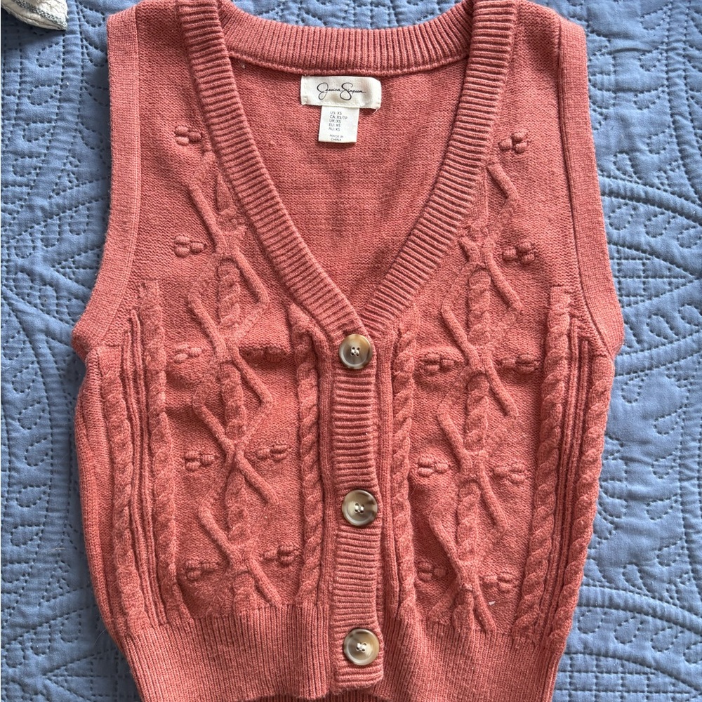 Jessica Simpson Coral Button-Up Knit Cardigan